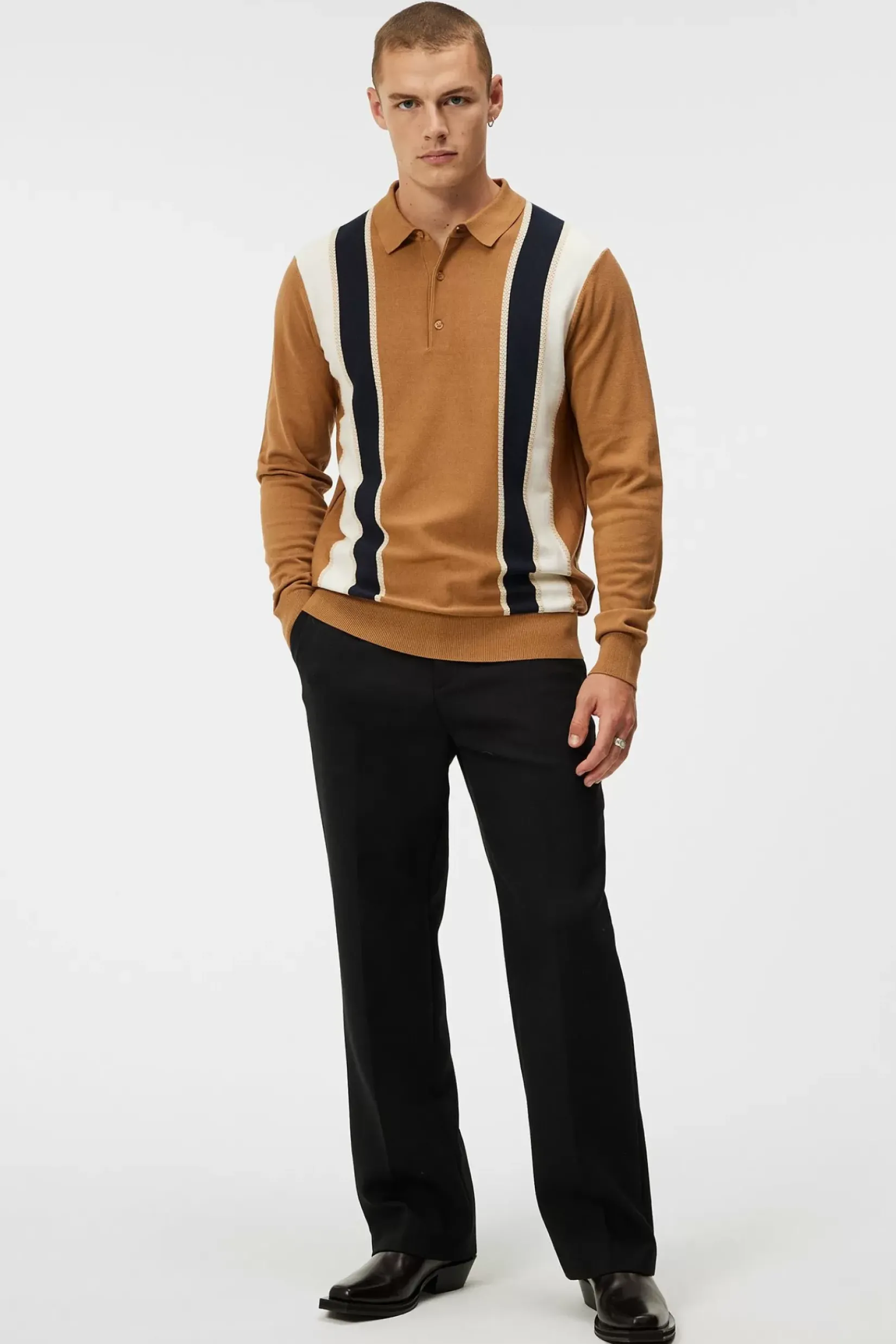 Strikkevarer|J.Lindeberg Strikkevarer Heden Striped Knitted Polo