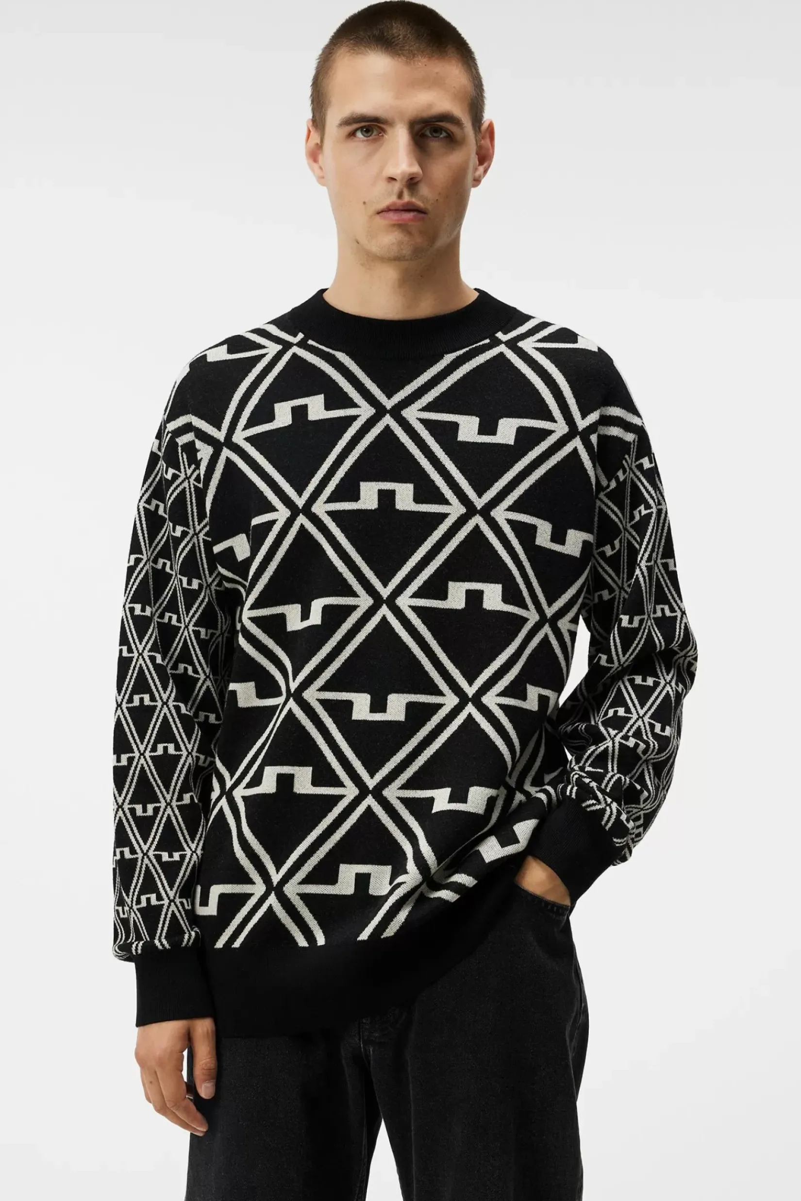 Strikkevarer|J.Lindeberg Strikkevarer Isaac Jacquard Knitted Sweater